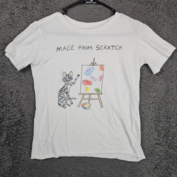 Unfortunate Portrait Womens Small White Made From Scratch Cat T-Shirt - Picture 1 of 6